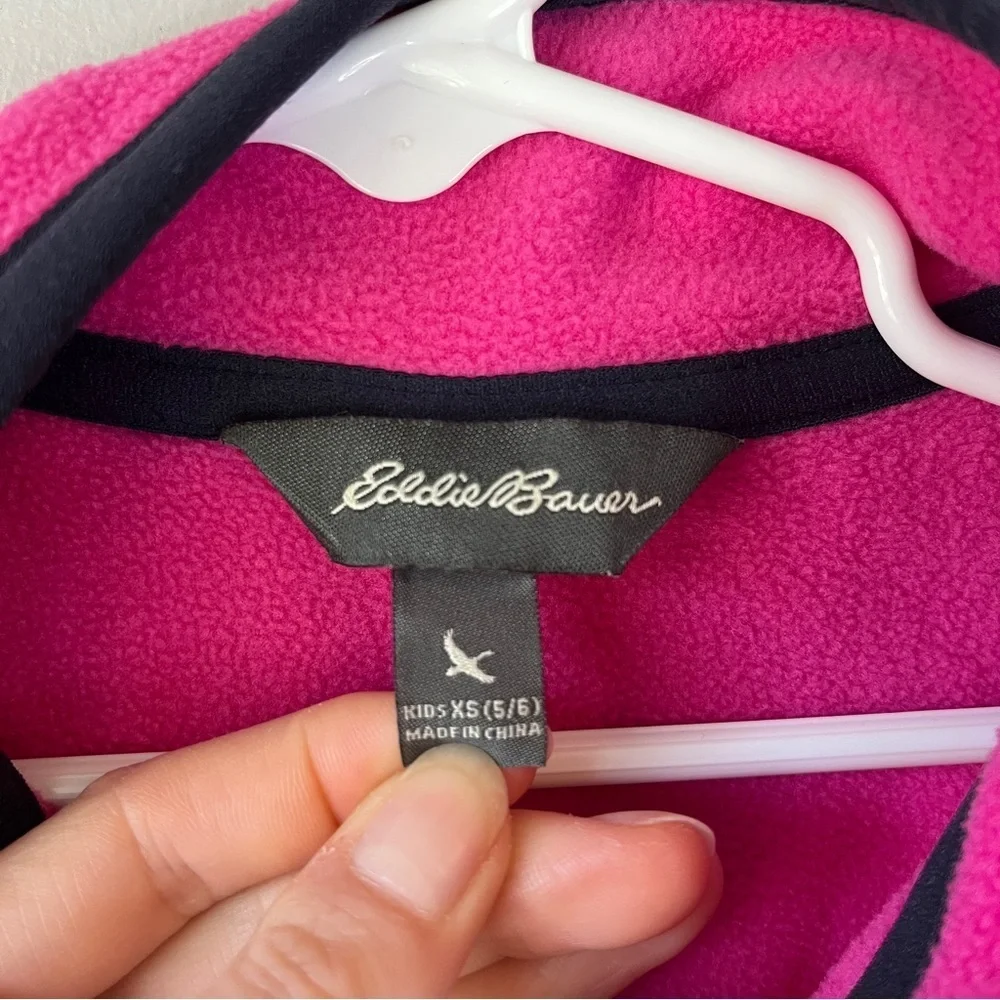 Eddie Bauer Pink and White Colorblock Fleece Pullover